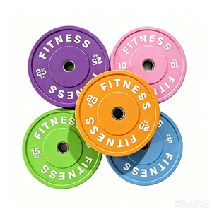 Disques de musculation en caoutchouc Macaron à code couleur, trou de 50 mm, pour haltères de gym, avec logo personnalisé - Product Image 3
