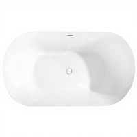 Baignoire autoportante ovale moderne en acrylique et pierre artificielle blanche pour appartement, modèle hôtelier, en promotion