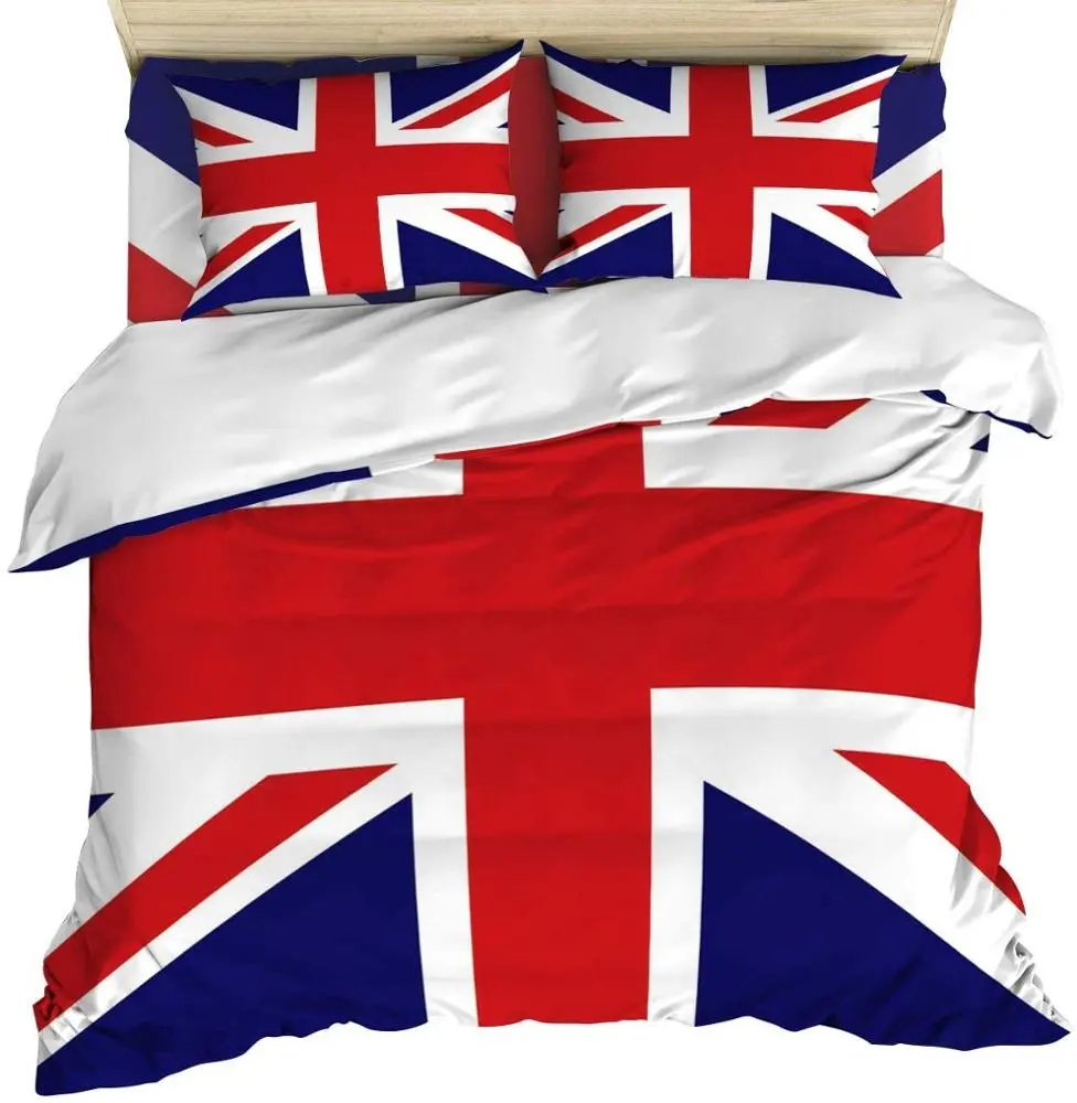 Union Jack Flag Duvet Comforter Quilt Cover Set cotton or microfiber bedding set for kids