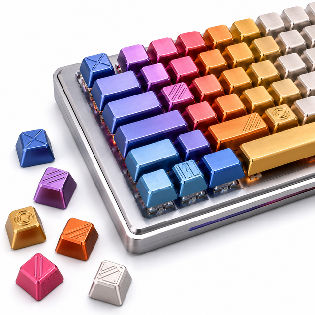 Custom 5-Axis CNC Machined Aluminum Keycaps Hellcat Reaper Tiger Jump Man Logo Anodized Ergonomic Curved Anti-scratch
