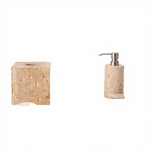 Natural Marble Five-piece Modern Sustainable Bathroom Storage <b>Set</b> with Elegant Cotton Sab Toilet Tray and Tissue Box for Hotels - Product Image 2