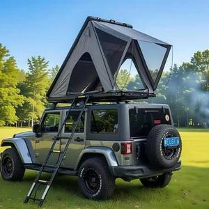 Tente de toit rigide en aluminium pour 2-3 personnes, tente de toit triangulaire pour <span class=keywords><strong>camping</strong></span>, compatible avec SUV, camionnette, fourgonnette - Product Image 1