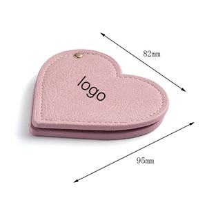 Personalized Cute Heart Shape Pink Embossed PU Leather Double Sided Rotatable Mini <b>Compact</b> <b>Mirror</b> - Product Image 6