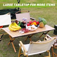 Vente en gros de table à oeufs en acier au carbone, table de pique-nique pliante, table de jardin portable à oeufs en rouleau, ensemble table et chaises de camping avec sac de rangement