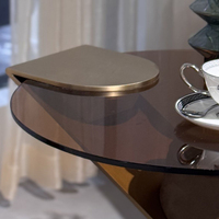 Table d'appoint moderne italienne en verre fumé, conique, en suède, spirale, en acier inoxydable, pour la maison