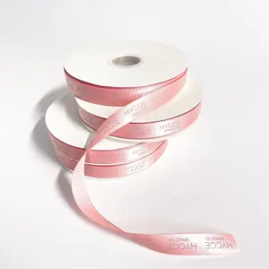 Fita de logotipo personalizada barata, fitas de cabelo rosa laço na caixa de presente