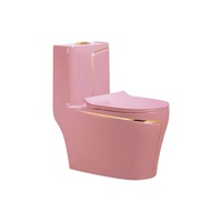 WC monobloc moderne et élégant en porcelaine blanche, à double chasse, à siphon, à poser au sol, design ligne bleue, siphon en P