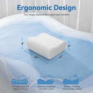 Almohada Cervical Ortopédica <span class=keywords><strong>de</strong></span> <span class=keywords><strong>Espuma</strong></span> Viscoelástica Contorneada <span class=keywords><strong>para</strong></span> Viaje, con Funda Extraíble, <span class=keywords><strong>para</strong></span> Alivio del Dolor <span class=keywords><strong>de</strong></span> Cuello, <span class=keywords><strong>para</strong></span> <span class=keywords><strong>Dormir</strong></span> <span class=keywords><strong>de</strong></span> Lado o Boca Arriba - Product Image 3