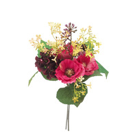 36CM buket bunga Eustoma sutra ungu buatan untuk dekorasi pernikahan bundel Hydrangea Platycodon buatan buket pernikahan