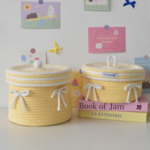 [Customization Available] <b>Storage</b> <b>Basket</b> with Lid, Cotton <b>Rope</b>, Cosmetics, Toys, and Sundries <b>Storage</b> Box (Instagram Style) - Product Image 4