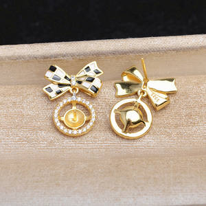 Aretes de Plata S925 con Perla Marberto de 10 mm, Accesorios para DIY, Bandeja Vacía Semiterminada 4218, Componentes para Joyería - Product Image 3