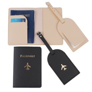 Luxury Slim Fashionable Travel Passport Holder Luggage Set Pu Leather Case Cover Letter Pattern <b>Name</b> <b>Tag</b> Water Resistant - Product Image 1
