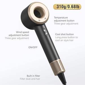 Secador de Pelo Iónico Eléctrico 1:1 HD08 de 1600W de Grado Profesional con Difusor para Viajes, Hoteles, Hogar y Uso en Exteriores - Product Image 1