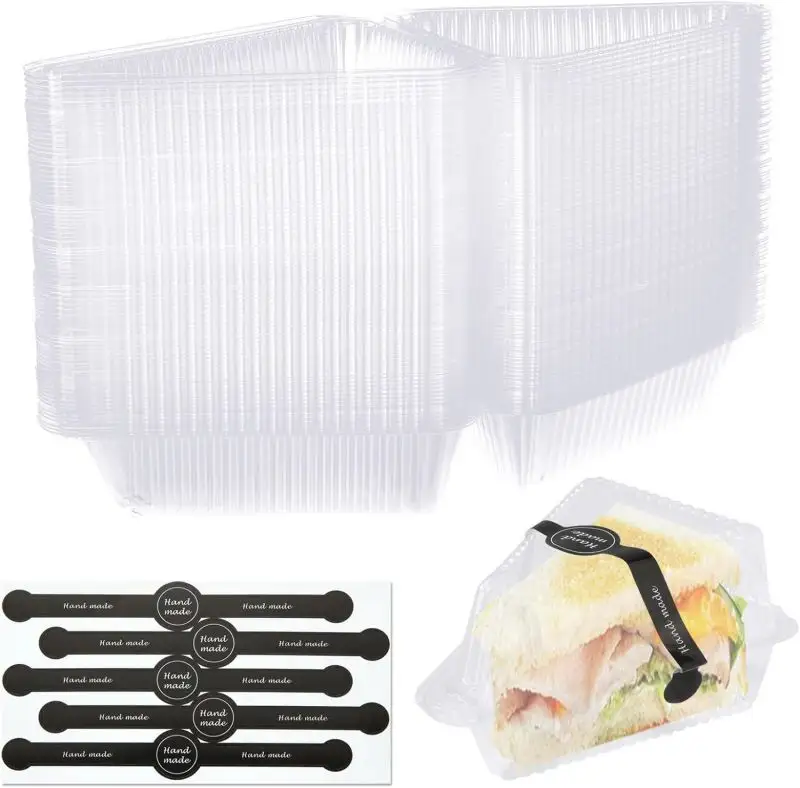 Контейнеры для тортов с крышками прозрачные пластиковые шарнирные контейнеры для чизкейка отдельные одноразовые треугольные коробки для тортов