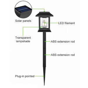 Lumière de <span class=keywords><strong>voie</strong></span> de jardin extérieure solaire IP67 avec abat-jour transparent à filament LED et extension ABS piquet de sol étanche pour pelouse - Product Image 6