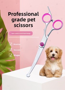 Juego de Tijeras de Peluquería para Mascotas con Punta Redonda de Seguridad, Tijeras Curvas para Cortar y Entresacar el Pelo de <span class=keywords><strong>Perros</strong></span> y Gatos, Color Azul - Product Image 6