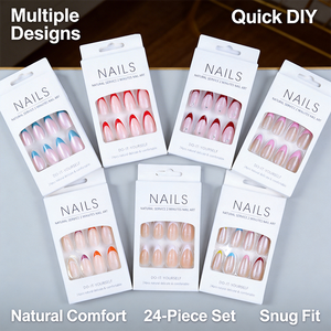 Unghie Finte Adesive in Acrilico Stile Stiletto Francese, Pronte per la Spedizione, Design Regolare a Mandorla, Materiale ABS per Dita - Product Image 6