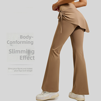 Nouveau pantalon jupe évasé froncé effet deux pièces taille haute rehausseur de hanches pour le yoga, le Pilates, la gym et l'entraînement quotidien