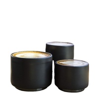 11 oz Double couche Lait Art Céramique Latte Tasse Noir Mat Tasse Double Paroi Tasse