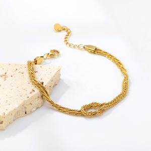 Pulsera de Cadena con Nudos de Acero Inoxidable Chapada en Oro de 18K, Brillante, Minimalista, Clásica, Joyería de Moda, Venta al Por Mayor - Product Image 3
