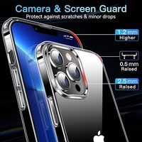 Coque en verre trempé transparent 9H anti-jaunissement et antichoc pour iPhone 16 Pro Max, compatible avec iPhone 13, 14, 15 Pro