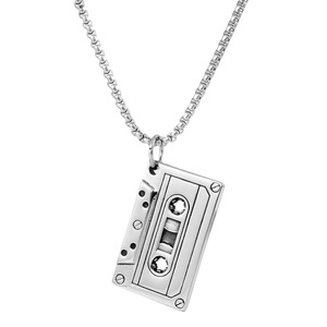 Yunnique – collier avec pendentif en forme de cassette audio en acier inoxydable, chaîne de 60cm, accessoire de mode Punk Rock Hip Hop - Product Image 5