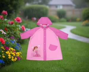 เสื้อกันฝนเด็ก HY-808 ดีไซน์เจ้าหญิงสีชมพู เสื้อคลุมกันน้ำมีฮู้ดสำหรับเด็ก ใช้สำหรับตั้งแคมป์และกิจกรรมกลางแจ้ง - Product Image 2