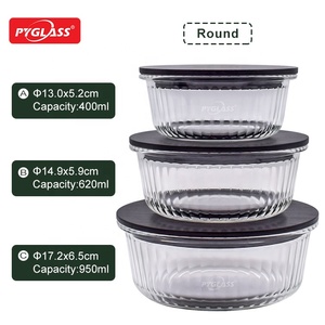 Pyglass Design moderno Eco <span class=keywords><strong>contenitori</strong></span> per la preparazione di pasti 3 Pack chiaro ermetico <span class=keywords><strong>contenitori</strong></span> per la conservazione degli alimenti coperchi di bambù per l'organizzazione della cucina - Product Image 2