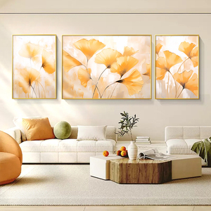Ginkgo ภาพศิลปะระดับไฮเอนด์ติดผนังพื้นหลังโซฟาแบบเรียบง่ายภาพวาดตกแต่งห้องนั่งเล่นรูปใบไม้ - Product Image 5
