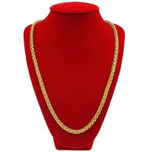 Moda tasarım 18K altın 6mm Chopin Dubai zincirler erkekler için katı pirinç düz kafa kolye altın kaplama düğün veya hediye için