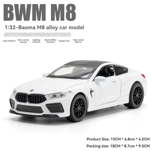 รถโมเดลอัลลอยด์ BWN M8 ขนาด <span class=keywords><strong>1</strong></span>:<span class=keywords><strong>32</strong></span> ของเล่นไดแคสต์พร้อมเสียงและไฟ รถโลหะแบบดึงถอยหลัง ประตูเปิดได้ ของสะสมสำหรับตั้งโชว์ - Product Image 5