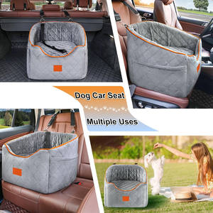 Asiento de coche elevador de cama de viaje de lujo para perros con cinturón de seguridad de cojín de espuma elevado y correa de perro incorporada - Product Image 6