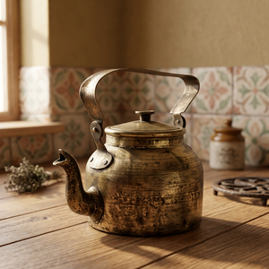 Vintage Metal Tea Kettle With <b>Lid</b> And Handle Water <b>Pot</b> For Tea Brewing - Product Image 3