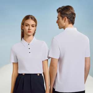 เสื้อโปโลผ้าฝ้ายถักนิตติ้งสำหรับทั้งชายและหญิงสำหรับคาเฟ่บาร์พนักงานเครื่องแบบทำงานปักโลโก้ได้ตามต้องการสำหรับบริกรทำงานร้านอาหาร - Product Image 4