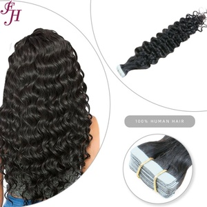 ผมต่อแบบเทป FH Wholesale Curly Invisible Tape ผมบราซิลเกรด 12a ผมแท้แบบดิบ Remy Kinky Curly Tape Ins ต่อผมแบบเทป ผมมนุษย์ 100% - Product Image 3