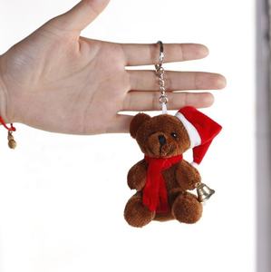 क्रिसमस उपहार पहने लाल सांता टोपी और दुपट्टा बेबी Bear भरवां पशु सस्ते प्रचार प्यारा मिनी टेडी भालू आलीशान कुंजी श्रृंखला - Product Image 2