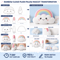 Coussin en peluche personnalisé Nuage arc-en-ciel, Animal en peluche, Jouet doux, Mascotte, OEM ODM, Décoration intérieure, Cadeau, Fabricant, Vente en gros, Usine, Personnalisation