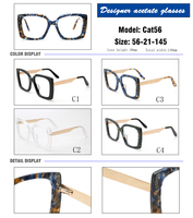 Cat56 nouvelle mode de luxe en forme d'oeil de chat écaille de tortue plaque d'acide acétique lunettes cadre lunettes optiques pour femmes, presbytie