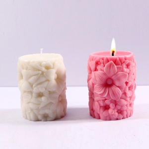 Moule à bougie en résine en forme de pilier de fleurs, moule en silicone gaufré pour la décoration de la maison, moule à bougie parfumée - Product Image 6
