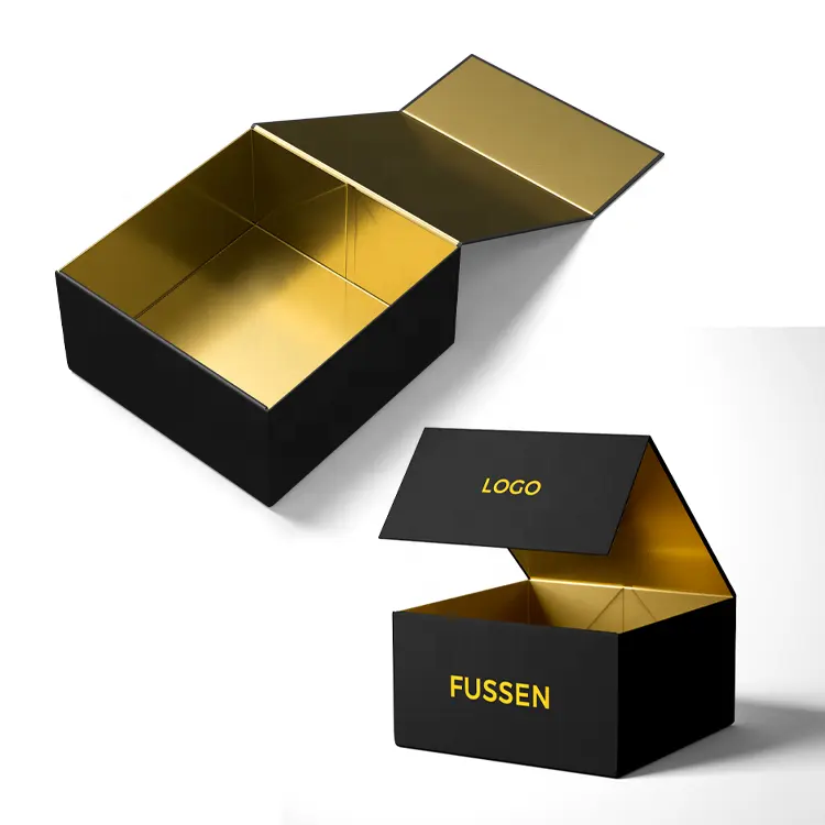 China manufacturer custom fast delivery black box gold stamping luxury hard black packaging box