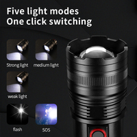 Linterna LED de Alta Potencia, 2000mah, Recargable, Enfoque Ajustable, Impermeable, Táctica, de Aleación de Aluminio