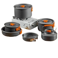 Ensemble de cuisine de camping portable moderne en aluminium, bouilloire pour la cuisine en plein air, la randonnée, le pique-nique, 4 pièces, consulter le service client