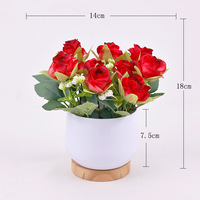 Arrangement de roses artificielles en soie transfrontalières en pot pour salon et bar, fleurs artificielles haut de gamme, haute simulation florale