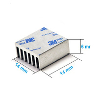 Disipador de calor de plata, aleta de refrigeración de 14x14x6mm, disipador de calor autoadhesivo de aluminio para Chips IC