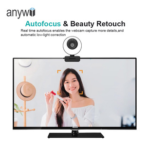Cámara Web USB Anywii 1080p <span class=keywords><strong>con</strong></span> Enfoque Automático y Anillo de Luz, Sensor CMOS sin Controlador, para Video <span class=keywords><strong>Chat</strong></span> y Grabación, en Stock - Product Image 2