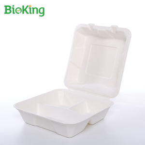 BioKing Gut verkaufte Zuckerrohr verpackung biologisch abbaubares Luxus geschirr Clam shell Bagasse Gastronomie - Product Image 6