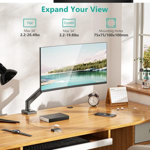 Support de moniteur simple à ressort mécanique en <span class=keywords><strong>acier</strong></span>/aluminium ZhongQu DT-01B 13"-34" 9kg, fixation sur <span class=keywords><strong>poteau</strong></span>, support VESA, nouveau stock - Product Image 2