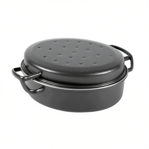 KARL KRGER Oval Roaster 7.5 L 38 Cm Enamelled Black Matte For Goose Cooking - Product Image 2