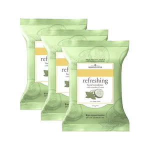 30 Pcs OEM Sensitive Simple Cleansing Custom Facial Cleanser Wipes With Cucumber And Mint