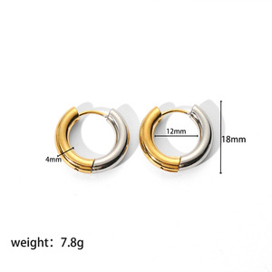 Aros Circulares de Acero Inoxidable con Baño de Oro de 18k, Diseño Geométrico para Mujer, Joyería de Moda - Product Image 4